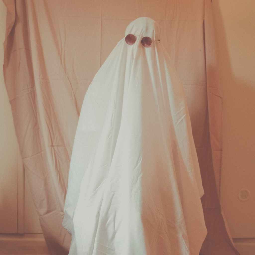 anonymous person in ghost costume in studio