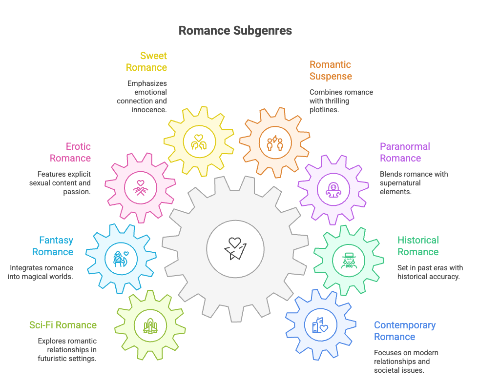 graphic of 8 Types of Romance Subgenres in Novels