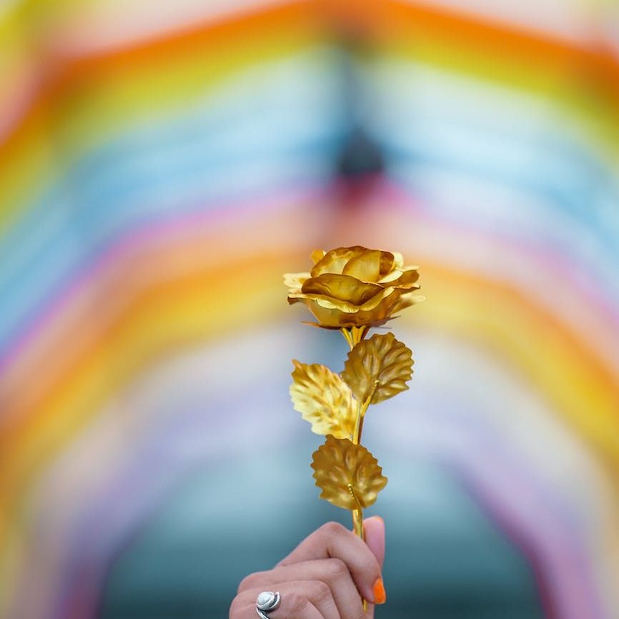 an iron cast gold flower