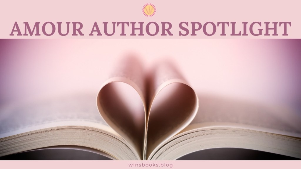 Amour Author Spotlight pink book and background